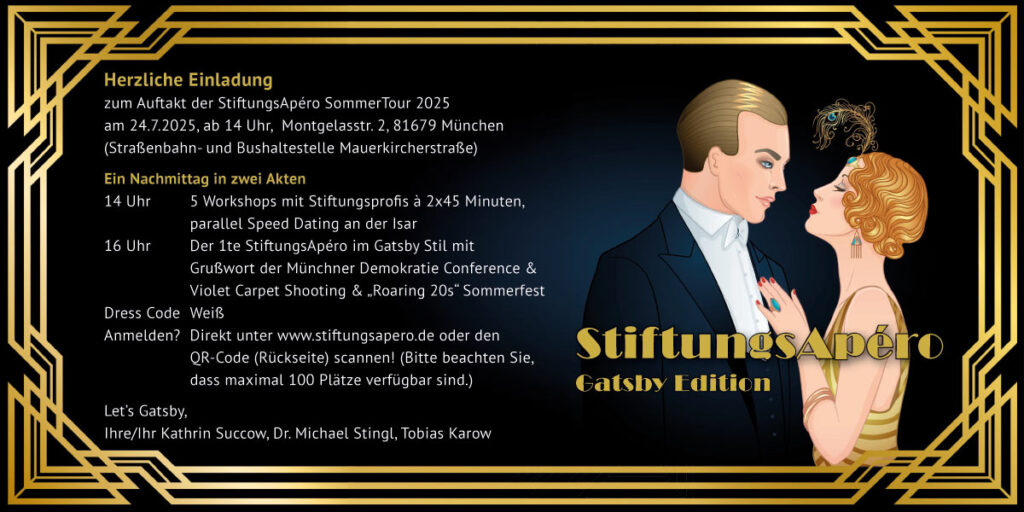 Einladung StiftungsApéro SommerTour Opening in der Gatsby Edition